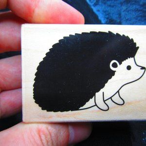 Hedgehog Wood Mounted Stamp 1.75" X 2.5"